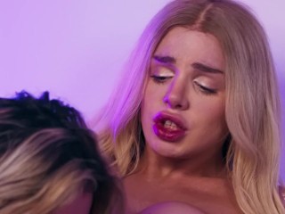 TRANS ANGELS - Angellica Good Penetrates Nicki Hunter In Missionary While She Rubs Her Clit