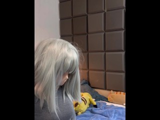 Kigurumi gets home after a night out for some more fun