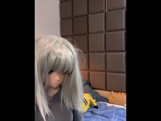 Kigurumi gets home after a night out for some more fun