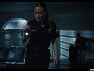 Police Raid Turns into Futa Threesome - Possessed Lesbian Parasited Fuck and Trans Shemale Cumshots