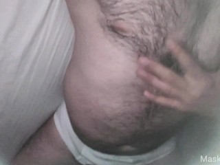 Hairy dad masturbates his big cock