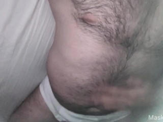 Hairy dad masturbates his big cock