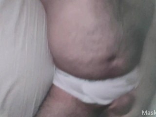 Hairy dad masturbates his big cock