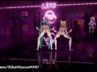 3D HMV Ghost Dance - Hatsune Miku and Kagamine Rin (YYB Vocaloid Micro Bikini)