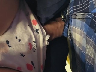 Club Toilet Tease: Stranger Rubs His Cock Inside Her Soaked Cotton Panties