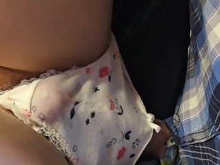 Club Toilet Tease: Stranger Rubs His Cock Inside Her Soaked Cotton Panties