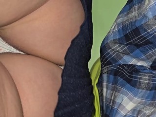 Club Toilet Tease: Stranger Rubs His Cock Inside Her Soaked Cotton Panties