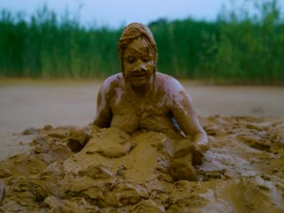 Orgasm in lake of mud