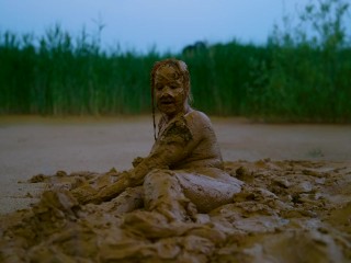 Orgasm in lake of mud