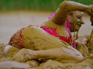 Orgasm in lake of mud