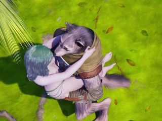 Orgy with Furry Werewolf, Tiger and Lion fucks elf and succubus and Tiger girl