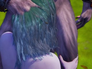 Orgy with Furry Werewolf, Tiger and Lion fucks elf and succubus and Tiger girl