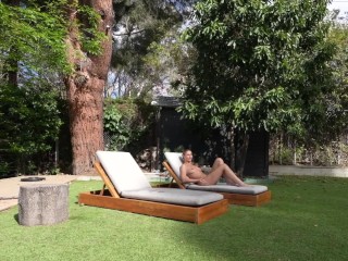 Super Slut Lily Phillips sunbathes NAKED in front of Step Brother