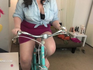 BBW Babe Strips Down While Riding Bike