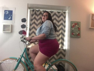 BBW Babe Strips Down While Riding Bike