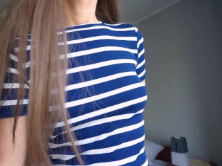 Fit Stepmom accidentally orgasms while helping Stepson cum in her panties