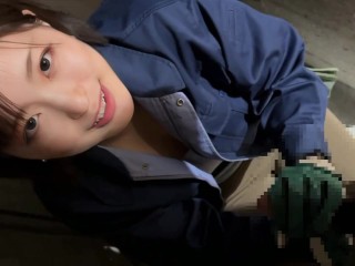 女大工のムチムチ黒髪20代女子がトイレで休憩中部下にフェラ｜日本人,素人,個撮,POV