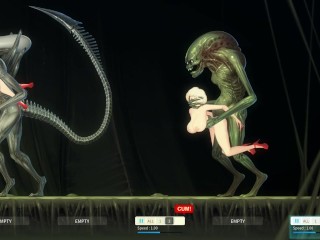 Triple penetration in the world of monsters and long cocks. female voice