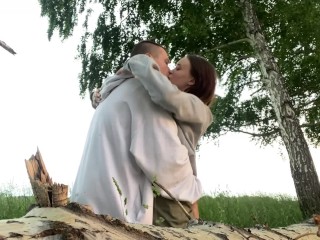 Fucking hard my best friend's hot girlfriend in forest while he setting up a tent