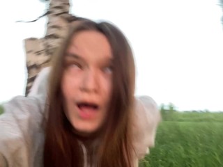 Fucking hard my best friend's hot girlfriend in forest while he setting up a tent