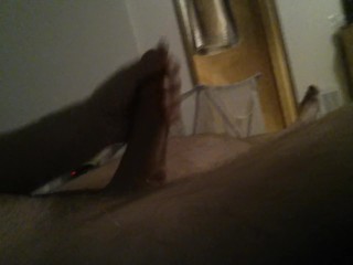 Stroking my thick cock for you in bed