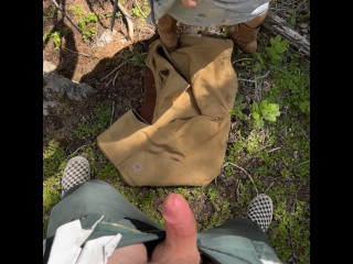 Sneaking off trail to fuck in the woods