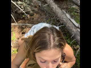 Sneaking off trail to fuck in the woods