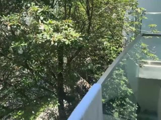 Slut Gets a MESSY FACIAL on a Hotel Balcony!!