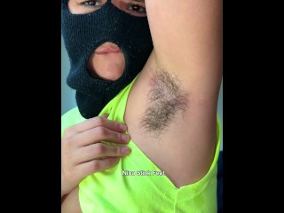 Hairy Slut: Sweaty Armpits! Hairy Pussy Play Solo.