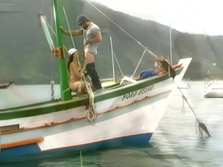 Sea Vixen Leans Against The Mast Of A Sailboat To Take On A Dick- LatinaFever