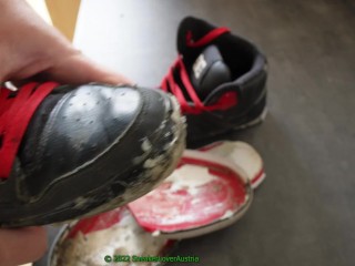 fucking trashed dc spartan, ripping of sole, cutting, jerking off