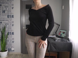Office Worker Shows Off Ass In Super Tight Trousers