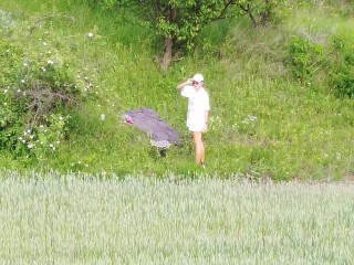 Hot NATURAL chick tannimg totaly NAKED in nature #  VOYEUR from drone