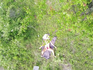 Hot NATURAL chick tannimg totaly NAKED in nature #  VOYEUR from drone