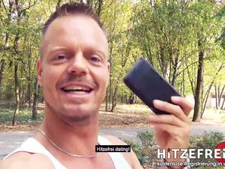 Risky Outdoor Public Sex with Hot German Blonde Milf