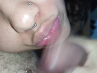 daddy cum on my lips, he jerked in face off until he cum right on my big lips🍆🥛🥛🤤😋💦😵😵‍💫🍆🥛