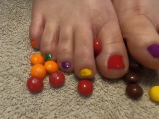 Amateur, homemade, BBW, Skittle toes, high heel cock stomp cum denial