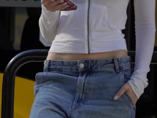 two really beautiful cute girls expose their bodies in public