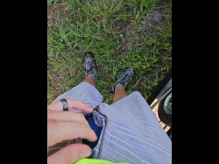 Quick Pee at Work Outside in Public