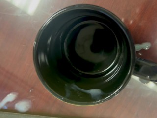 She Wrote Me Up…So My Big White Cock Blasted Her Desk and Coffee Cup with Cum – POV Cumshot