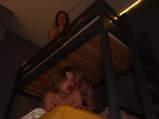 Quietly, quietly. Fuck me quietly, my stepsister will wake up. Student hostel.