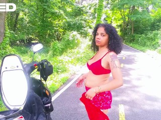 LITTLE RED RIDING HOOD COSPLAY RED PUBLIC SOLO FEMALE PARODY