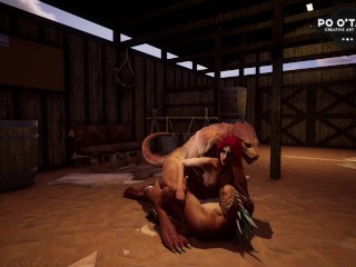 Monster Stable Ep 4 | Ellie The Stable Girl Takes 4 Cocks From 2 Monsters | 3D Animated