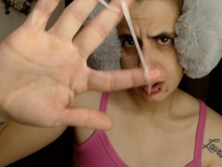 Sick Girl Makes Snotty Mess Cough Sneezing Nose Blowing