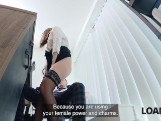 LOAN4K. Naughty babe seduced a stranger in the office and got spanked for her slutty behavior