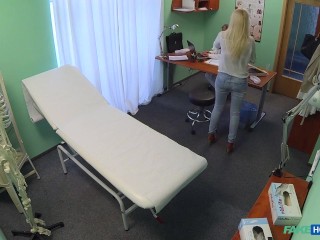 Busty Blonde Needs Help in the Doctors Toilet - Fake Hospital