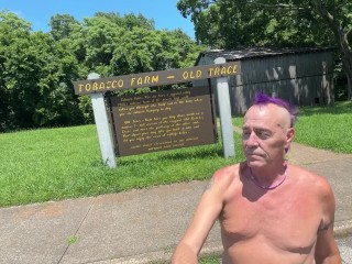 Exploring an old tobacco barn naked