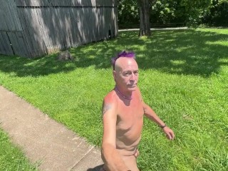 Exploring an old tobacco barn naked