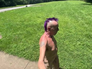 Exploring an old tobacco barn naked