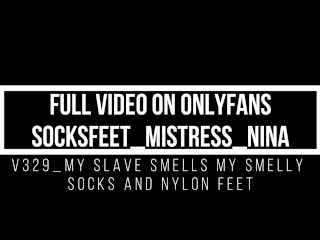 smelly socks and nylon feet make my slave weak! (Full Vid on OF - V329)